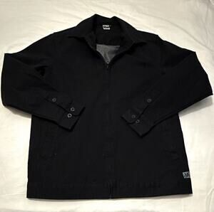 Valsurf Men's Black Twill Lined Full Zip Jacket Point Collar Size L